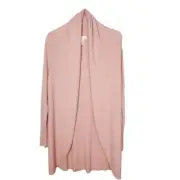 Leith Cardigan Sweater Womens Large L Open Front Pink Long Sleeve Cotton Blend