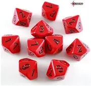 Chessex Opaque 10D Polyhedral 10 Dice set, Red/Black