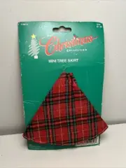 NEW Vintage MSI Mini Christmas Tree Skirt Table Top Red Plaid Sparkle 1995