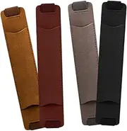STOBOK 4pcs Pu Leather Pen Holder with Adjustable Elastic Band, Scratch-Proof Pen Sleeve Case for Notebooks, Journals, Planners, Books, Ideal for Office, School