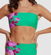 $115 Seafolly Women's Green Full Bloom Bandeau Bikini Top Swimwear Size AUS8/US4