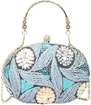 [Generic] Women Evening Clutch Bag New Chinese Style Sequins Elegant Top-Handle Bag Glitter Handbag Wedding Party Purse