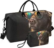 [YXYZRMY] Travel Duffel Bag Dog Sunglasses Black Gym Bag Sports Tote Bag with Multiple Interior Pockets Shoulder Weekender Bag for Women Men with Toiletry Bag 20.5”x 7.9”x 13.8, Multi-Colored, one size