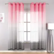 Nevenka 2 Panel Sheer Ombre Curtains Grommet Drapes for Girls Bedroom-PinkGrey