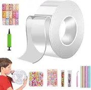 XMANX Nano Bubble Tape Kit, Double Sided Tape Elastic Nano Tape Bubble DIY Craft Kit Multi-Purpose Elastic Tape for Party Favors and Novelty Tape
