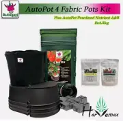 AutoPot 4 Fabric Pots & Powdered Nutrient A&B 2x4.5kg Hydroponics Grow System