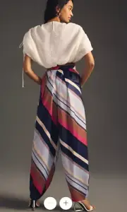 By Anthropologie Silky Balloon Pants Striped Cuffed Size 6 NWT Harem Parachute