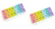 Weekly 7-Day AM/PM Push Button Pill Organizer Planner, Arthritis Friendly (2 PK)