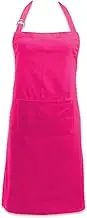 DII Cotton Adjustable Kitchen Chef Apron with Pocket and Extra Long Ties, 32 x 28, Commercial Men & Women Bib Apron for Cooking, Baking, Crafting, Work Shop, BBQ-Neon Pink