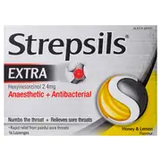 [Strepsils & Strepfen] Strepsils Extra Honey & Lemon Sore Throat Relief Lozenges 16 Pack