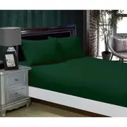 Super Soft Fitted Sheet & 2 Pillowcases Set - Super King Size Bed - Dark Green
