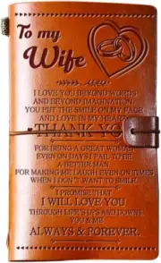 Wife Gifts from Husband, to My Wife Leather Journal, 140 Page Wife Refillable Wr