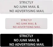 Strictly No Junk Mail & No Advertising Mail Self Adhesive Plaque Letterbox Sign (Style 3, 30x120mm)