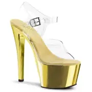 Pleaser SKY-308 Platform Sandals Gold Transparent Table Dance Glamour Pole Dance