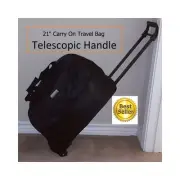 Rolling Duffle Bag with Wheels Hand Carry Luggage 21" Carry On Bag Travel Bag Bl