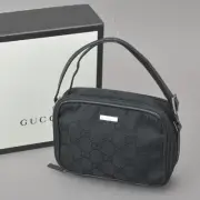 GUCCI GG Pattern Vanity Bag Pouch Canvas Leather Black