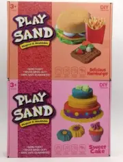 DIY PLAY SAND MAGICAL AND MOULDABLE "DELICIOUS HAMBURGER/SWEET CAKE" NON-TOXIC
