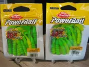 2 Packs Berkley 3" Ribbon Tail Grubs Soft Fishing PowerBait / Green Chartreuse