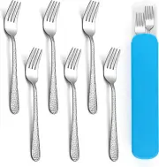Children'S Fork Set, 7 Pieces, Stainless Steel Children'S Cutlery with Blue Case