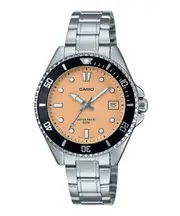 Casio Analog Stainless Steel Salmon Dial Quartz MDV-10D-4A2V 50M Mens Watch