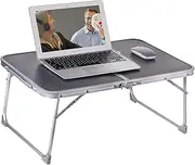 Foldable Laptop Table, Bed Table for Study and Reading, Lap Desk Table, Breakfast Tray Table, Portable Mini Picnic Table, Folds in Half with Inner Storage Space