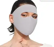 Breathable Women Face Covering for Sun Conservation Upf50+ Cooling Face Mask Reusable Washable Full Face Conservation Sunscreen Sports Face Covering Grey