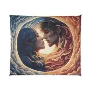 Comforter, Abstract Blue and Orange Duality Artwork, Home Decor, Bedding Set,