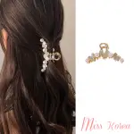 【MISS KOREA】韓國設計浪漫滿鑽愛心珍珠氣質髮夾 抓夾(滿鑽髮夾 愛心髮夾 珍珠髮夾)