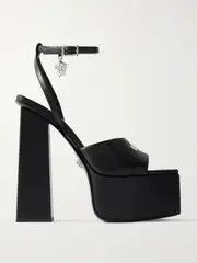 [Versace] Versace - Embellished Leather Platform Sandals - Black - IT38 IT 38 Black