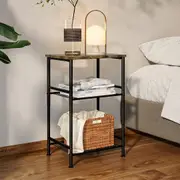 3-Tier End Table Storage Shelf Bedroom Living Room Small Space