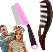 Scalp Cleaning Comb | Lice Brush Stainless Steel Fine Tooth Scalp Comb - Hollow Tooth Lice Pick Massage Removal Hair Brush for Women