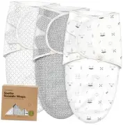 3-Pack Organic Baby Swaddle Sleep Sacks - Swaddles for One Size Nordic