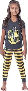 [INTIMO] Harry Potter Big Girls' Hogwarts House Crest Jogger Pajama Set-All Houses, Hufflepuff, 18-20
