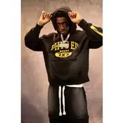 Mens Black Oversized Boxy Distressed Graphic Brushback Hoodie