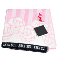 在飛比找Yahoo奇摩購物中心優惠-ANNA SUI 玫瑰圖騰蝴蝶LOGO刺繡帕領巾(粉紅)