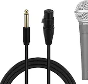 Geekria for Creators 6.35 mm (1/4 Inch) to XLR Female Microphone Cable 6.6 ft / 200 CM, Compatible with Shure SM57, SM48, SM7B, MV7, PGA48, PGA58, BETA 58A Balanced Mic Cord (Black)