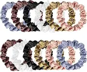 KINMINGZHU, 12 Pieces Silk Hair Scrunchies Silk Hair Tie Elastic Ponytail Holders for Women Girls Hair Accessories-002