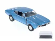 DIECAST CAR & DISPLAY CASE 1968 OLDSMOBILE 442 BLUE WELLY 24024 1/24 SCALE