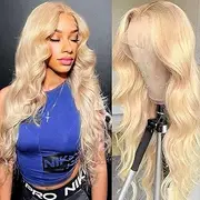 Honey Blonde Body Wave Lace Front Wigs Human Hair 613 Human Hair Wig 180% Density 13x4 HD 613 Lace Frontal Wig 10A Brazilian Blonde Wig Human Hair for Women(Size:17 Inch)