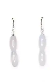 Chalcedony Blue 6mm x 12mm Barrel Gemstone .925 Sterling Silver Earrings 1 1/2"