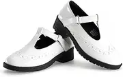 [PATPAT] Toddler Girls Dress Shoes Mary Jane Flats Little Big Kid Wedding Party Princess School Uniform Ballet Black White Classic T-Strap Low Heel Hook and Loop Slip-On Soft Sole Closed Toe Unisex-Child,