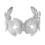 Elegant Big Metal Flowers Cuff Bangle for Women Girls Sweet Gold Color Butterfly Bracelets Aesthetic Party Jewelry Accessories BR24Y0347-2