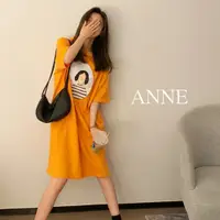 在飛比找蝦皮商城優惠-ANNE｜微笑圖案t T恤連身裙【AT20141】連衣裙 長