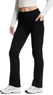 [Yogipace] Women's CozyWarmth Petite/Regular/Tall High Rise Fleece Lined Bootcut Pants Thermal Flare Leggings with Side Pockets