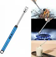 Electric Candle Lighter USB Rechargeable Long Neck Lighter Flex Flame Arc Windproof Suprus Flame for Grill Fireplace Long Matches Blue Lighter