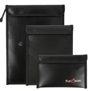 Fireproof Waterproof Money Document Bag - 3 Pack Safe Upgraded Zipper Bags, F...