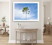 Palm Tree Print, Wall Art, Cloudy Sky Framed Tree Wall Art, Blue Sky