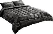 Giselle Bedding 500GSM Faux Mink Quilt, 240 x 270cm Comforter Super King Quilts Bed Couch Heavy Weighted Fleece Throw Blanket for Winter, Soft Warm Polyester Filling Baffle Box Charcoal
