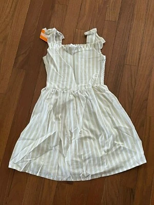 Gymboree Girl Pineapple Sparkle White and Gold Striped Smocked Back Dress Size 6