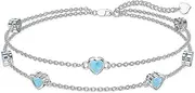[Dorunmo] Larimar Anklet for Women Sterling Silver Beach Hotwife Anklet Larimar Jewelry for Women Wife Mom, Anklet 9"-11", Sterling Silver, base